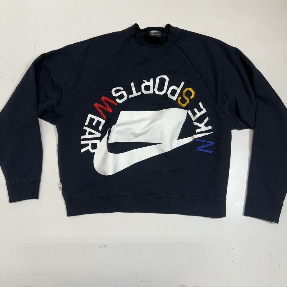 Nike Sportswear NSW French Terry Crew Neck Sweater Men's Small Navy Embroidered